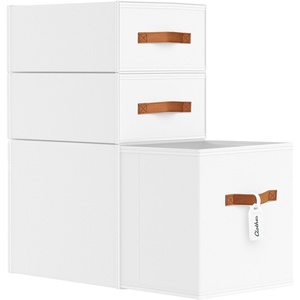 image:imageDIMJ Closet Organizers and Storage  Foldable Storage Bins with Drawers Fabric Stackable Storage Drawers with Clear WindowFabric Clothes Organizers and Storage Drawers for Closet 4Pack BlackWhite