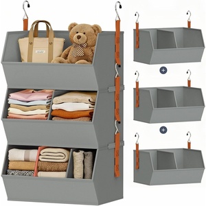 image:imageHanging Closet Organizer Extra Large Clothes Hanging Shelves for Closet with Divider Collapsible Closet Storage System Fabric Closet Hanging Organizer for Home Dorm Rv Handbags Underwear SockGrey