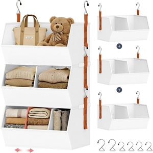 image:imageHanging Closet Organizer Extra Large Clothes Hanging Shelves for Closet with Divider Collapsible Closet Storage System Fabric Closet Hanging Organizer for Home Dorm Rv Handbags Underwear SockWhite